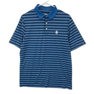 KJUS Performance Polo Shirt‎ Men’s Size L 52 Blue Striped Stretch Golf Comfort